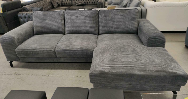 Ecksofa Sofa Cordbezug grau