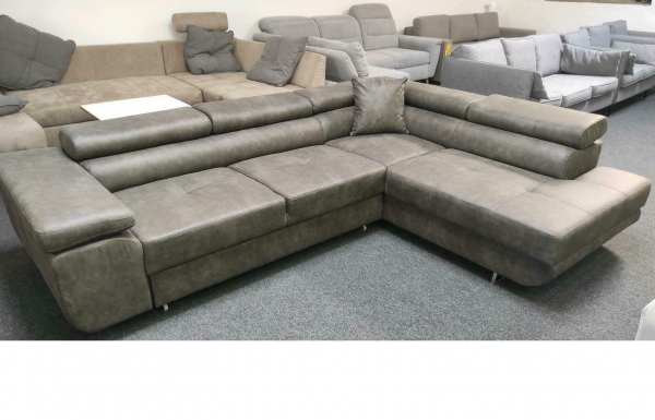 Sofa L Form Garnitur Couch Schlaffunktion ,Bettkasten und verstellbare Kopfstützen