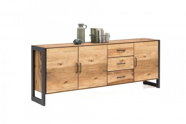 Sideboard Balkeneiche Teilmassiv Holz graphitgrau Modell Janne