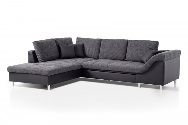 Ecksofa Sofa Couch L Form grau schwarz mit Schlaffunktion