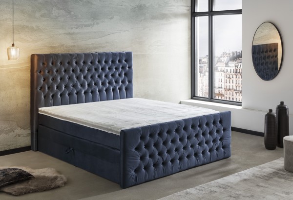 Bett Boxspringbett mit Bettkasten samt blau Möbel Wurm