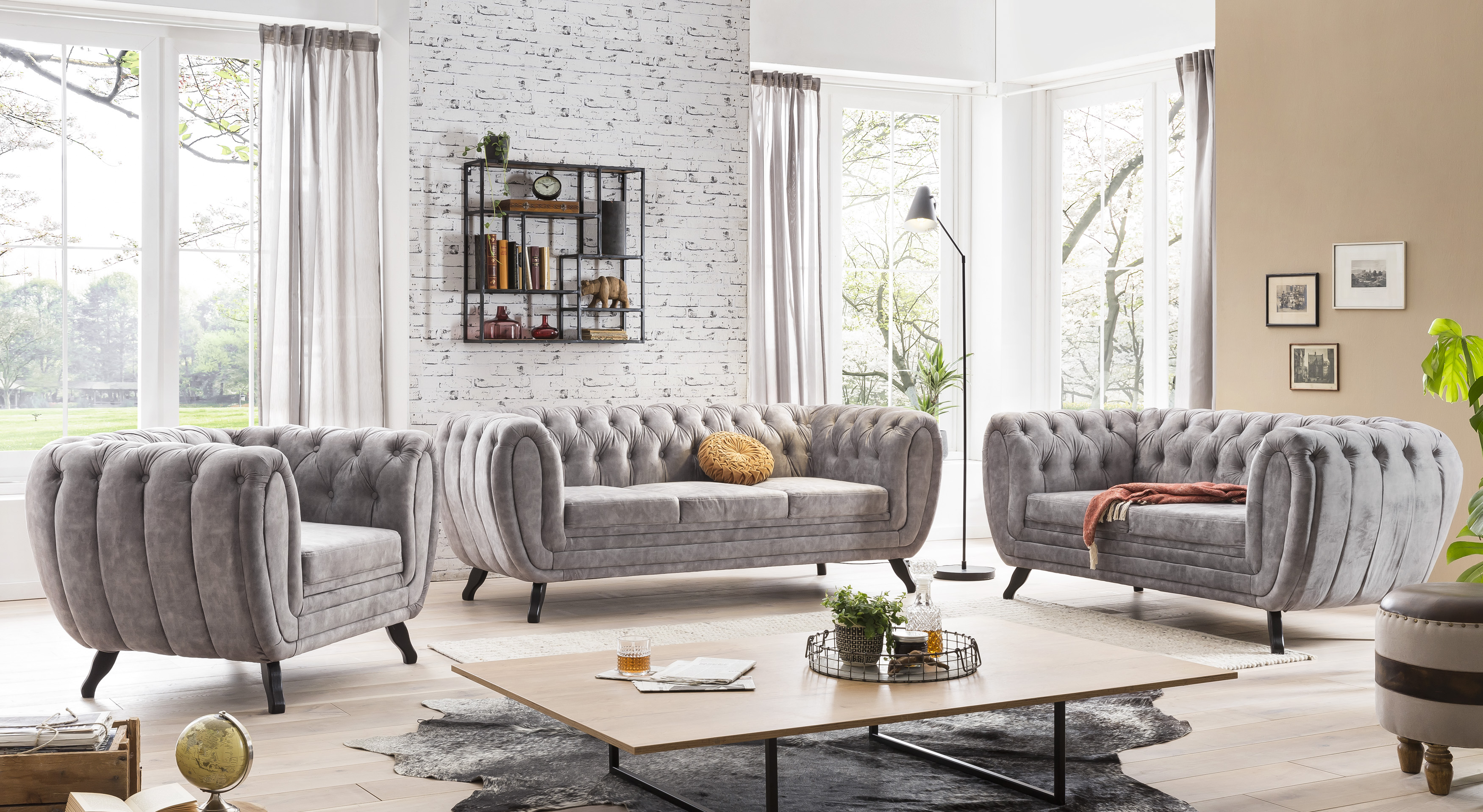 Chesterfield Sofa Couch Garnitur 3 2 1 Kombination Mobel Wurm