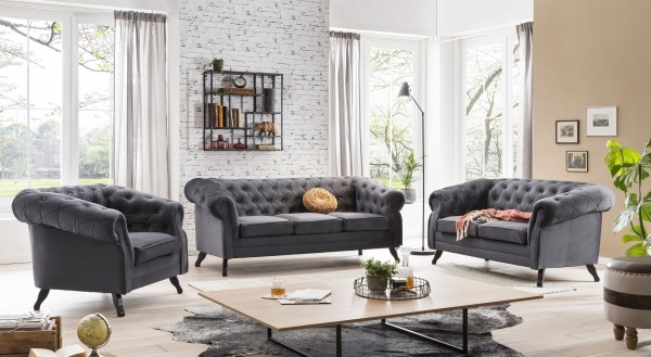 Chesterfield Sofa Couch Garnitur 3 2 1 Kombination Möbel Wurm