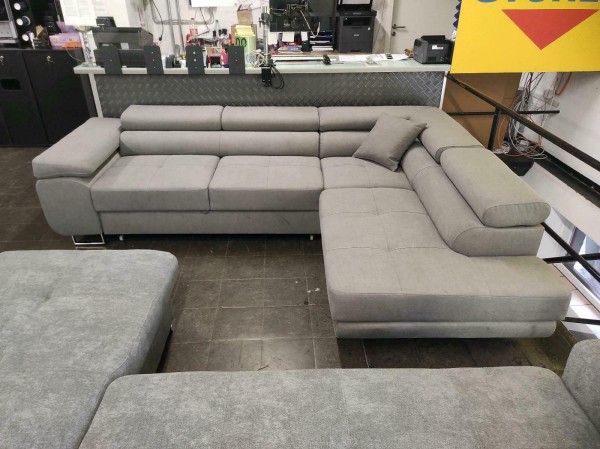 Sofa L Form Garnitur Couch Schlaffunktion ,Bettkasten und verstellbare Kopfstützen